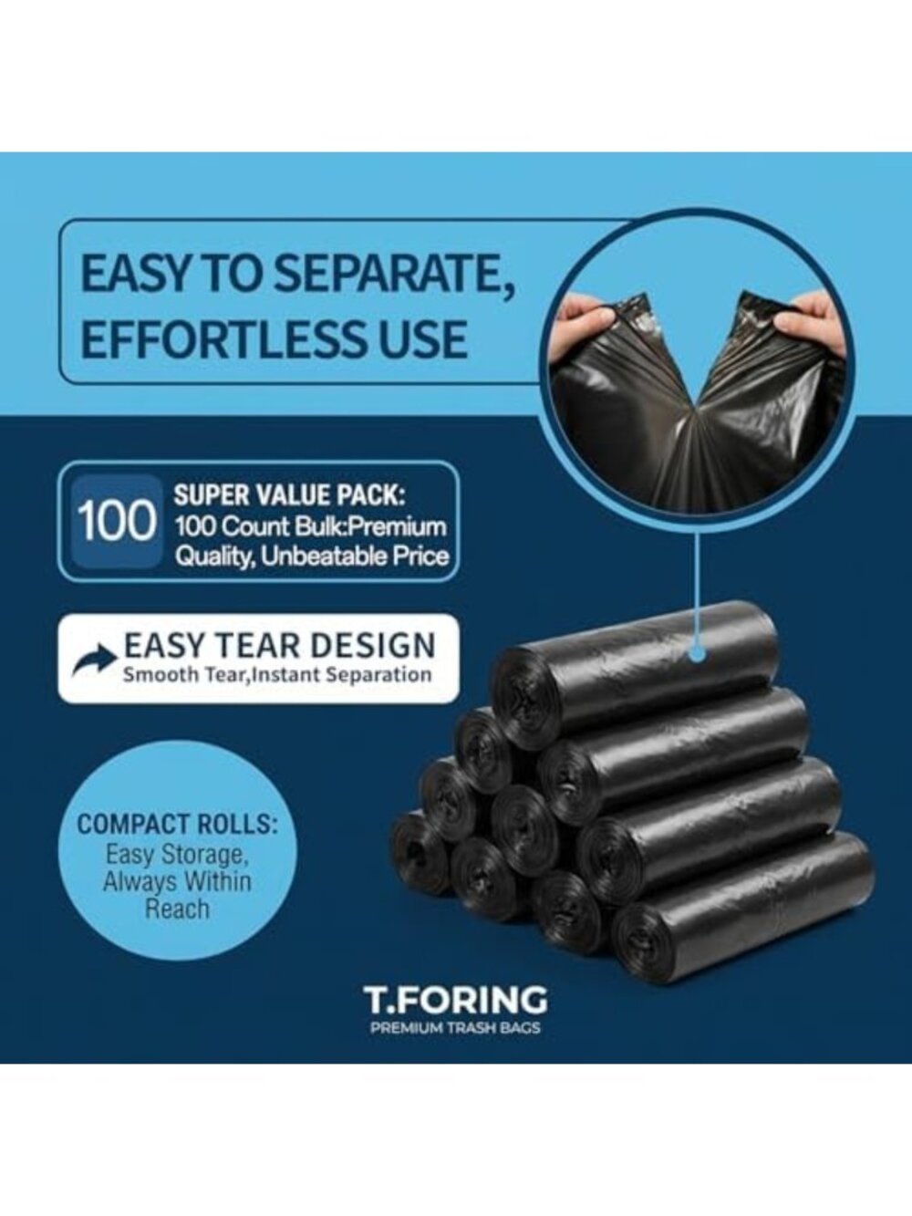 Heavy Duty 55-60 Gallon Trash Bags, 2.1 Mil Thickness, 100 Count, Extra Strong - Picture 4 of 6